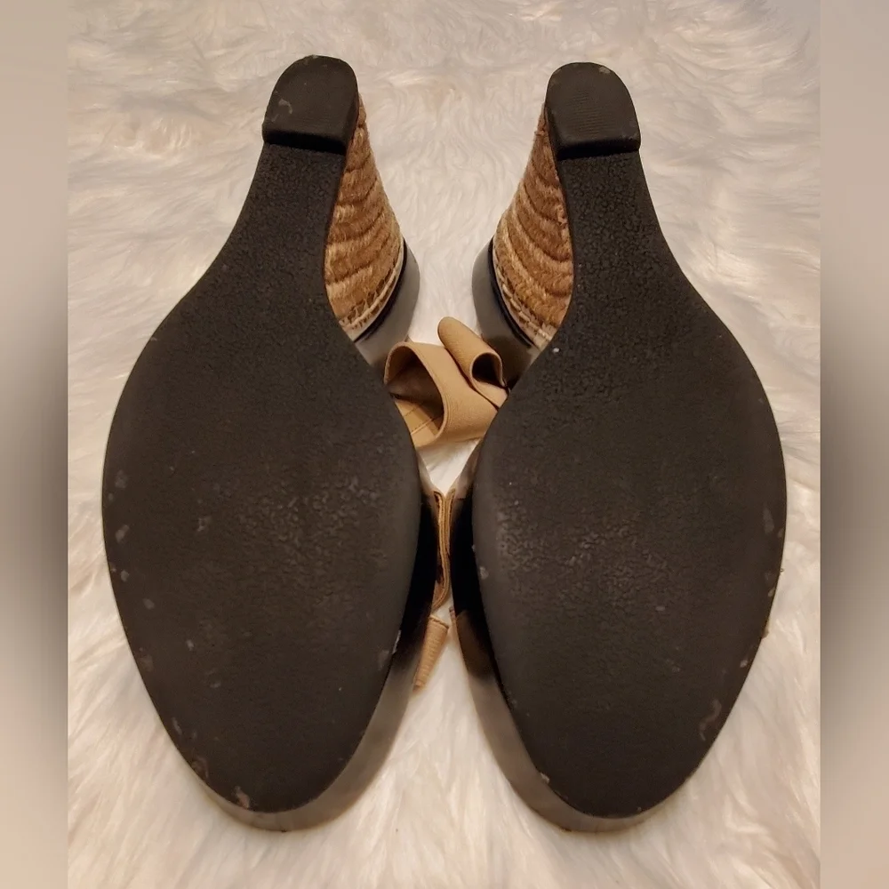 Charles By Charles David Camel Platform Wedge Open Toe Slip On Sandals Size 10